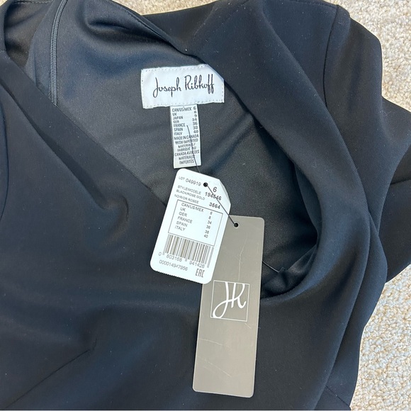 Joseph Ribkoff black V-neck sheath dress metallic Rose Gold sequin accents 6 NWT - Picture 13 of 15